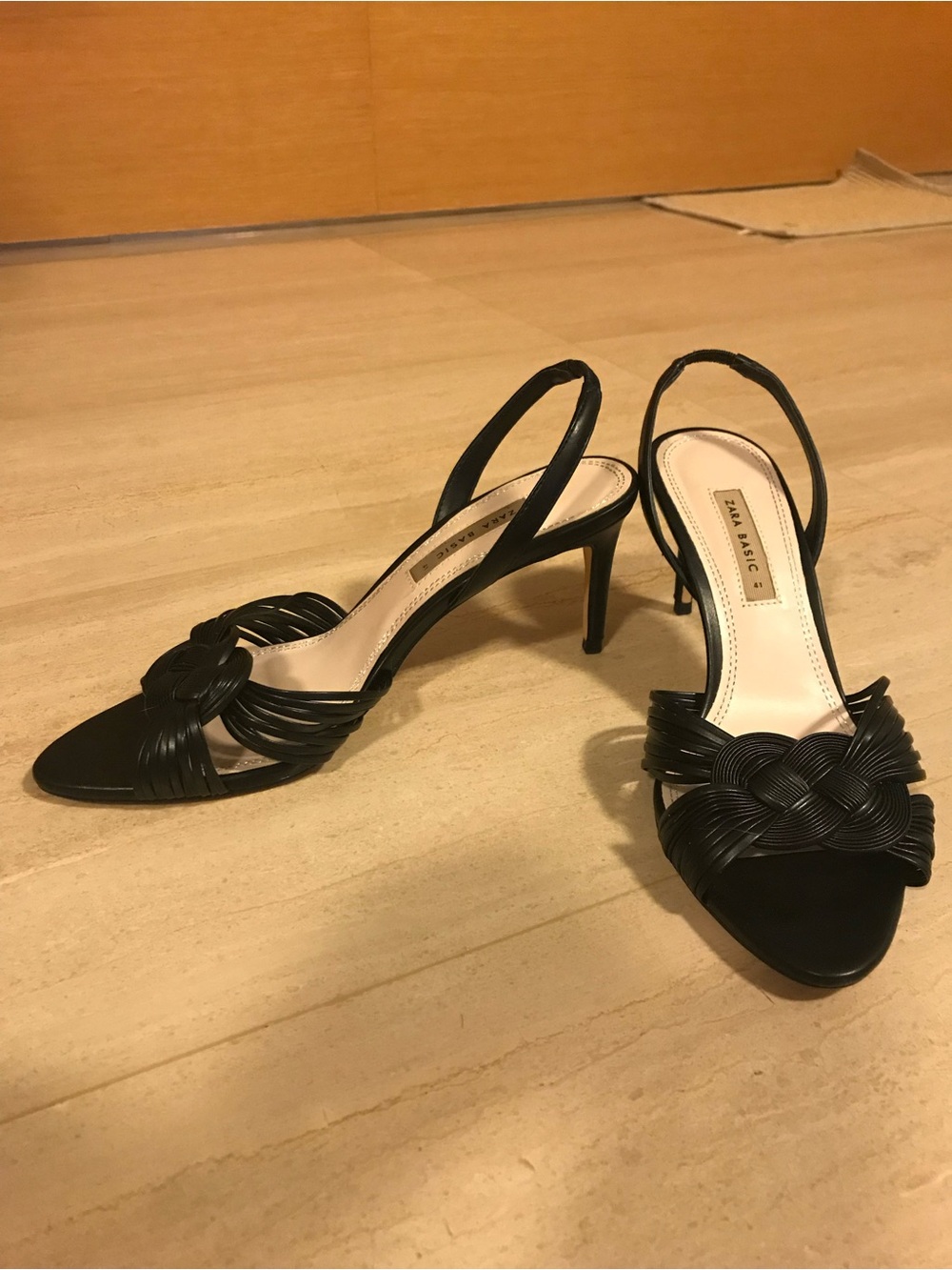 Zara Black Braided Slingback Mules